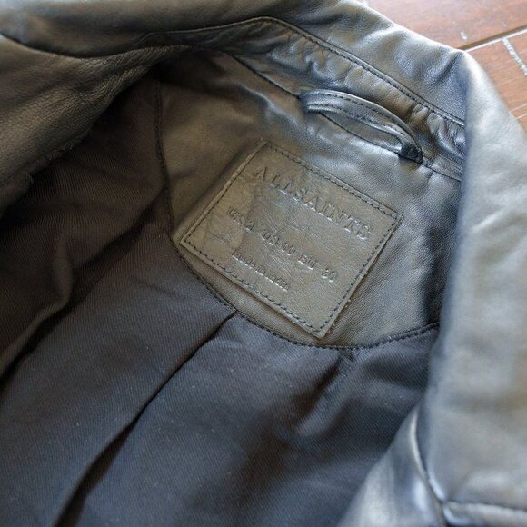 AllSaints Papin Leather Biker Jacket in Black - Picture 5 of 16